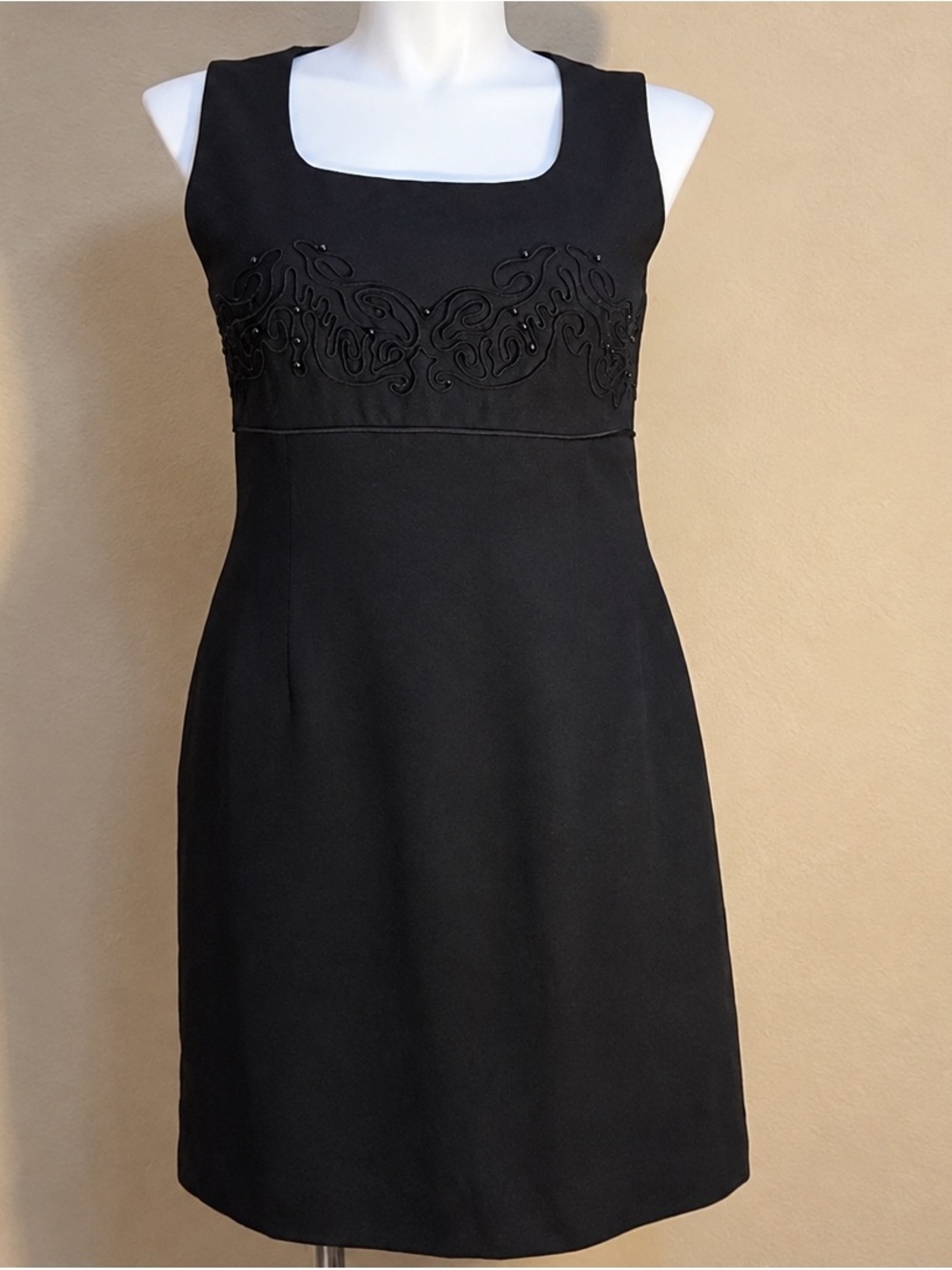 John Roberts Classic Black Beaded Embellished Dress Size 14 Cocktail Party